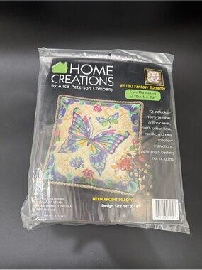 2003 Home Creations Alice Peterson 6180 Fantasy Butterfly Needlepoint Pillow Kit